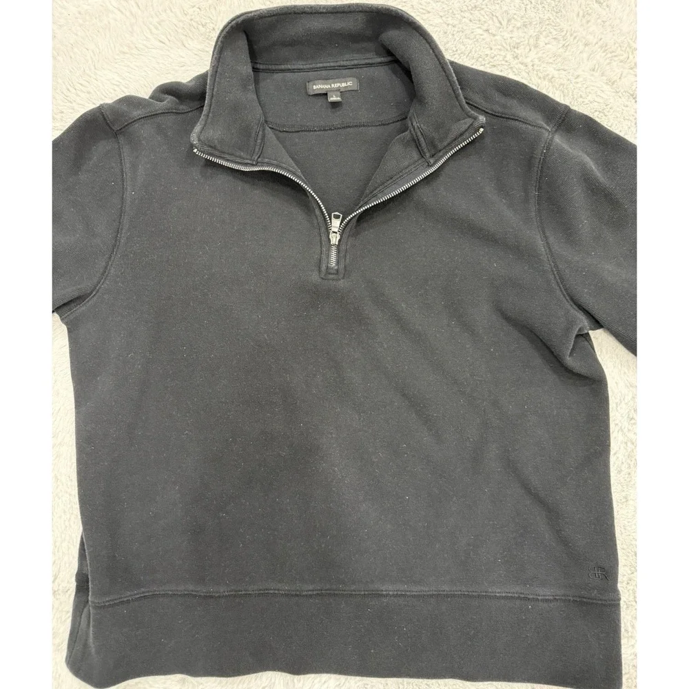 Banana Republic Men's Black 1/4 Zip Mock Neck Pullover Sweatshirt Size L